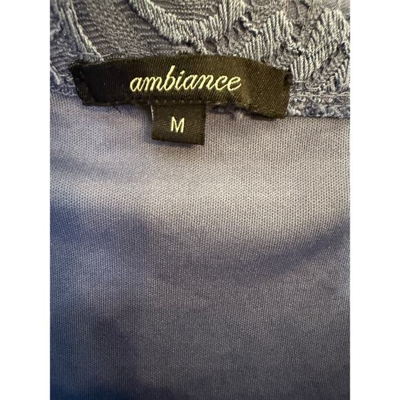 Ambiance Medium Blue Lace Off the Shoulder Flutter Sleeve Midi dress size Medium - Picture 6 of 6